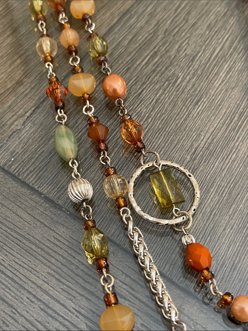 Vintage Style Earth-toned Multi-Strand Beaded Necklace with Earrings - Bohemian - Picture 3 of 15